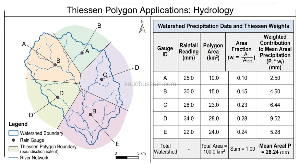 Thiesse polygon application in hydrology